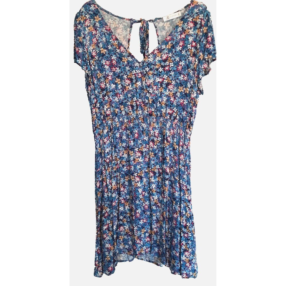 Cupshe Floral Open Low Back w Tie, Short Sleeve Ditsy A Line Dress Knee XXL